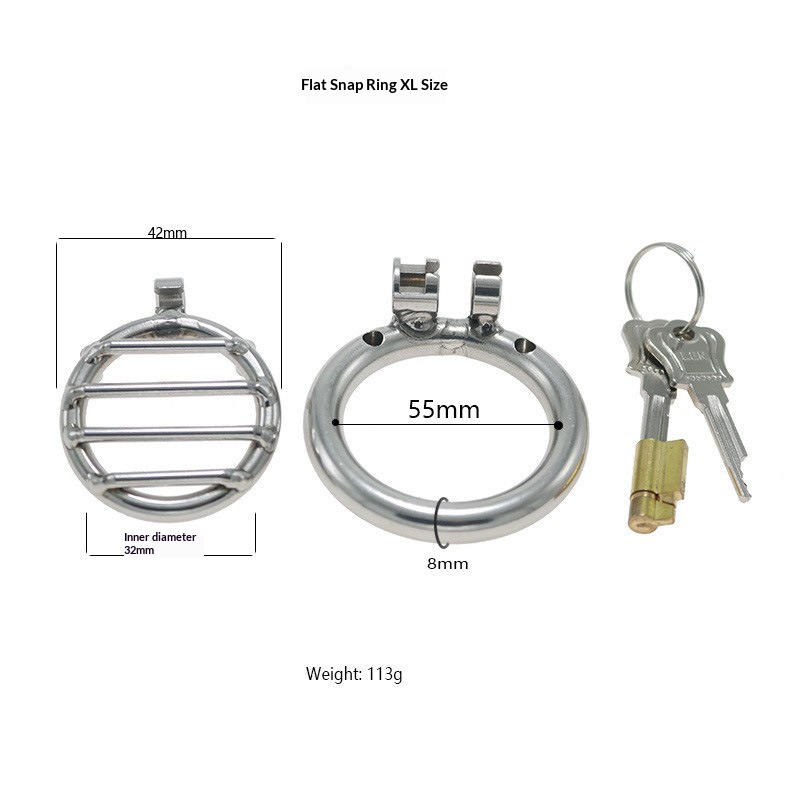 Stainless steel hollow flat short breathable chastity lock - Image 9