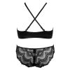 Black Lace Stitching Thin No Steel Ring Vest & Briefs Set