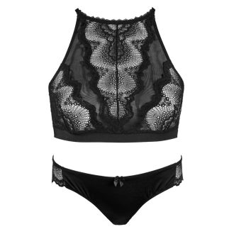 Black Lace Stitching Thin No Steel Ring Vest & Briefs Set