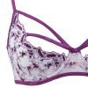 Dew Purple Embroidered Bra & Low Waist Pants Set with Steel Ring Flash Shoulder Strap