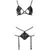 Bella Hollow Lace Sexy Temptation Bra & Garter Set for Women