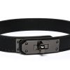 Genuine Leather Choker Necklace with Lock Buckle - Flirty Adult Neck Collar