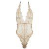 Sexy Embroidered Mesh Garter Set with Rhinestones & Open Crotch
