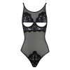Black Lace Mesh Steel Ring Jumpsuit Sexy Lingerie for Women