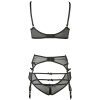 Black Strapless Thin Cup Gathered Panty Set for Small Bust