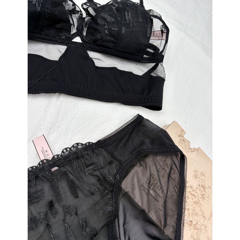 Embroidered French Style Wire-Free Girl's Bra Set - Breathable Comfort - Image 2