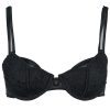 Black Embroidered Steel Ring Thin Cup Cotton Bra & Low Waist Briefs Set