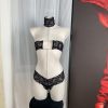 Sexy White Lace Neck Rhinestone Free Size Top