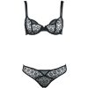 Black Embroidered Steel Ring Thin Cup Cotton Bra & Low Waist Briefs Set