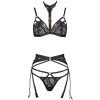 Ultra-Thin Gold Silk Lace Triangle Bra & Low-Waist T-Pants Set