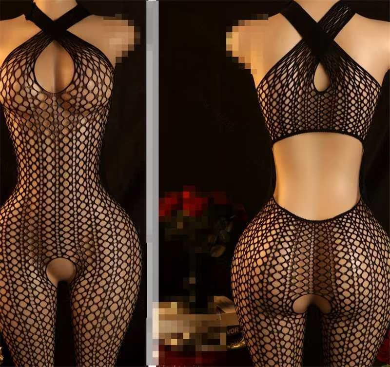 Women's Long Sleeve Hollow Out Mesh Fishnet Bodysuit Bandeau Bikini Style Lingerie - Image 25