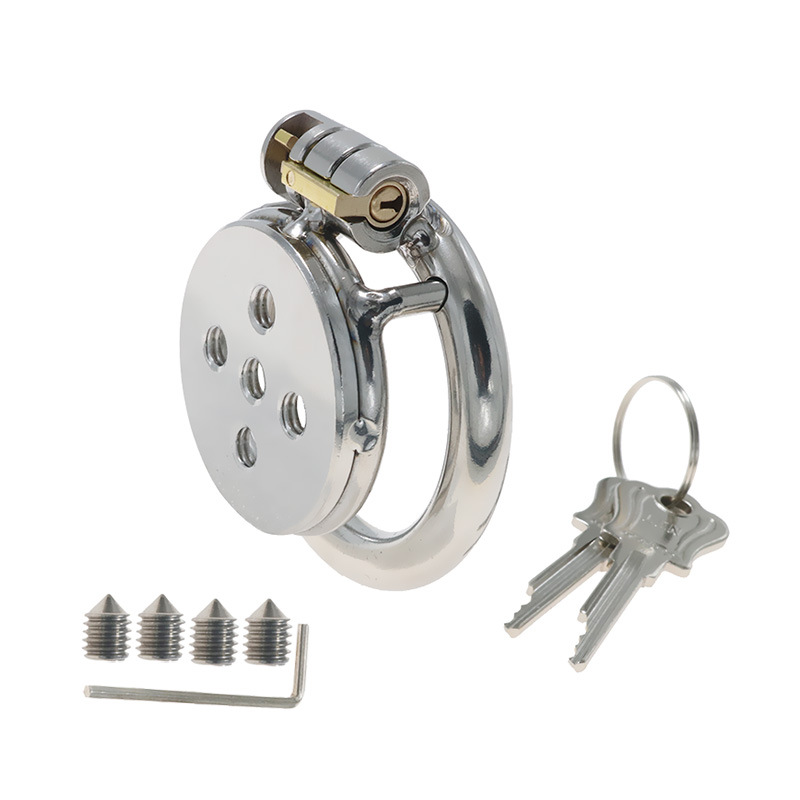 stainless steel four-nail penis chastity lock flat cage CB chastity device smsex toys adult toys - Image 2