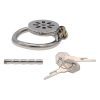 Stainless Steel Flat Chastity Lock Cage with Ring - Men's Secure Device