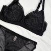 Breathable Cotton Wire-Free Triangle Bra & Mesh Low-Waist Briefs Set