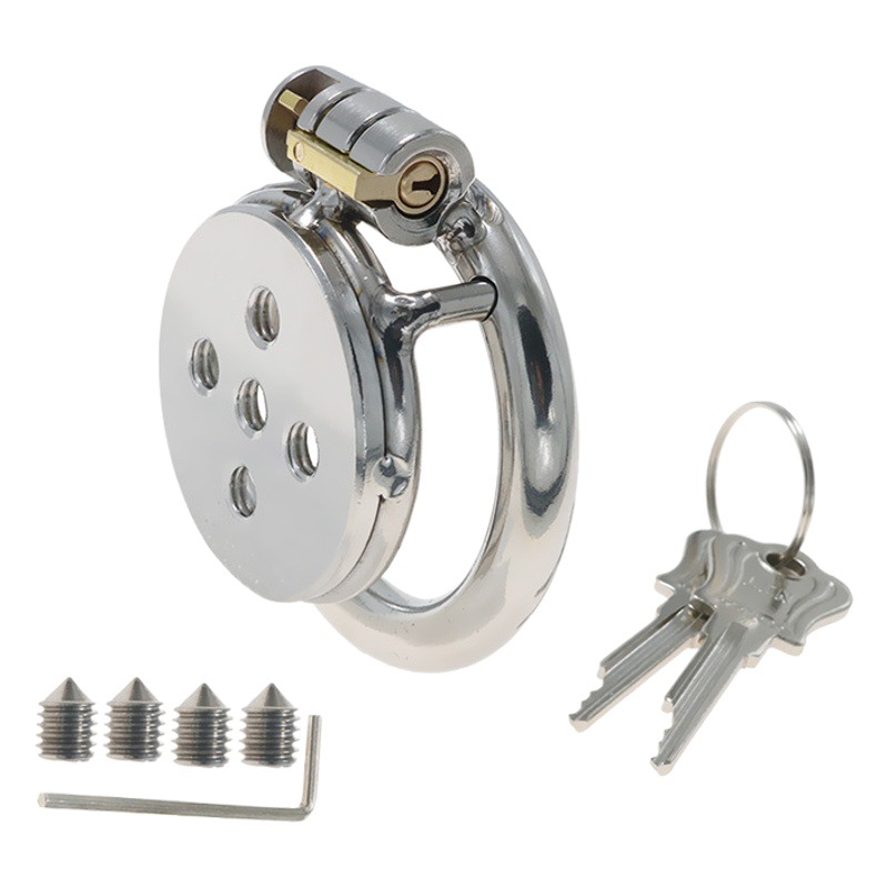 stainless steel four-nail penis chastity lock flat cage CB chastity device smsex toys adult toys
