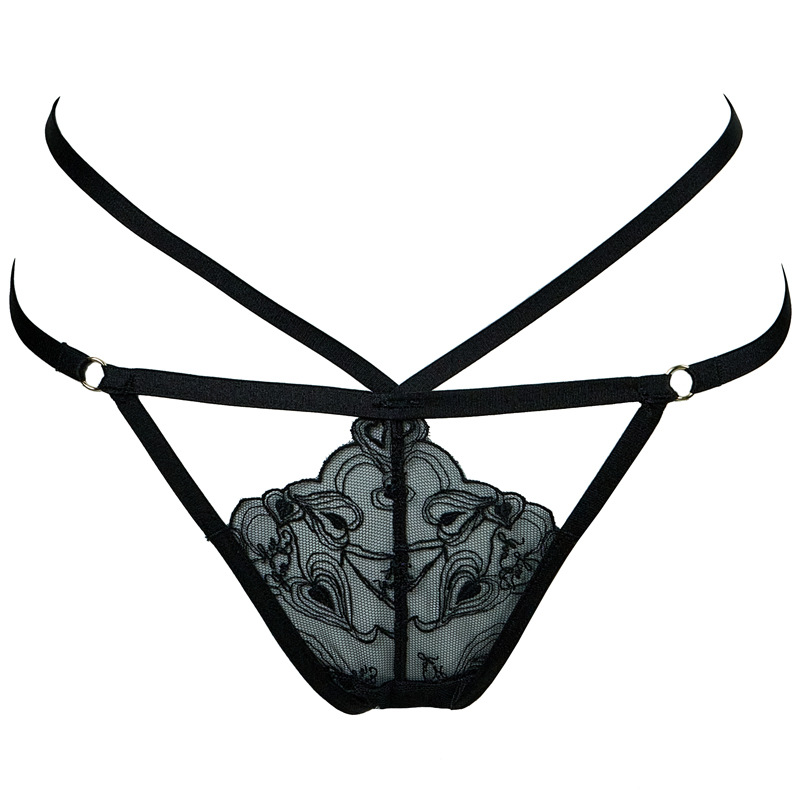 Black Heart Embroidered Mesh Satin Nightgown with Detachable Bra - Image 7