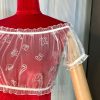 Christmas Tulle One-Shoulder Bow Pleated Short Uniform Suit