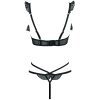 Women's French Style Black Embroidered Lace 1/4 Cup Lingerie with Openable Design