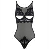 Black Lace Mesh Steel Ring Jumpsuit Sexy Lingerie for Women