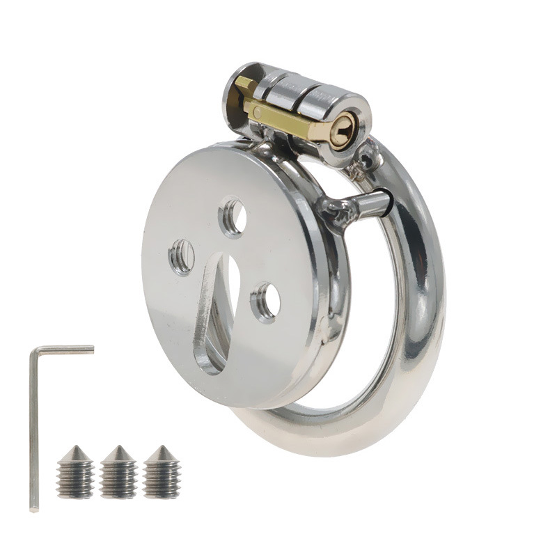 Stainless Steel Flat Chastity Lock Cage for Men - Image 2