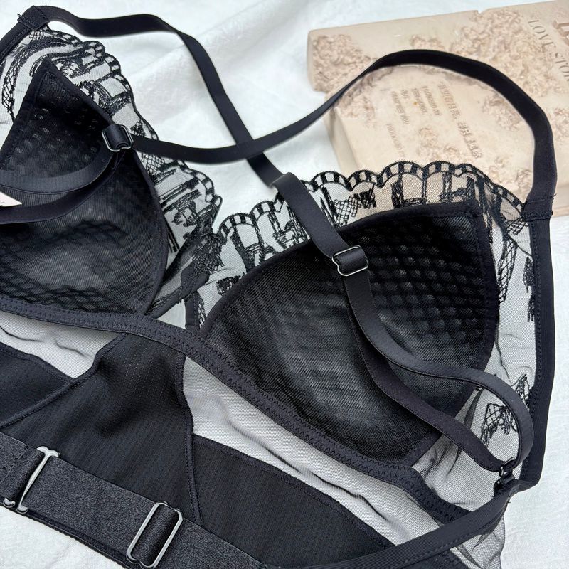 Embroidered French Style Wire-Free Girl's Bra Set - Breathable Comfort - Image 3