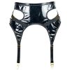 Sexy Patent Leather Micro Elastic Bra & Garter Belt Set