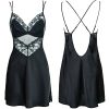 Star Embroidered Mesh Bra & Low Waist Briefs Set - Black