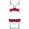 Sexy Lace Pajama Set with Open Front and Leg Garter