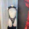 SKIMS Stretch Lace Jumpsuit Cotton Crotch Buckle Tight