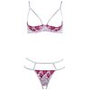 Fun Exposure Embroidered Push-Up Bra Set with Steel Rings & Open Thong