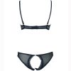 Women's Lace Trim Mesh Low-Rise Exfoliation Bra & Open Hip Panty Set