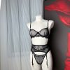 Eyelash Lace Polka Dot Mesh Bra & Thong Set