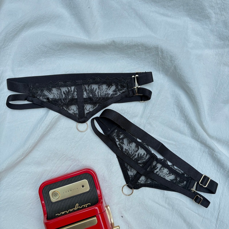 Black Mesh Sheer Embroidered Lingerie Set for Women - Sexy Waist-Cinching Nightdress - Image 10