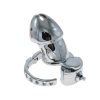 Adjustable Metal Penis Cage Chastity Lock with Integrated Snap Ring for Men