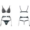 French Lace Jacquard Mesh Heart Buckle Triangle Cup Sexy Bra Bralette & Thong Set