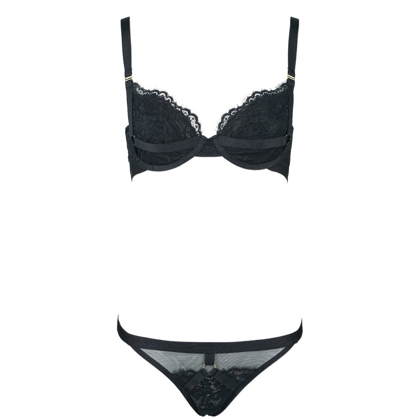 Lace Elastic Memory Wire Double Layer Micro Push-up Bra Set