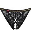 Sexy Black Lace Cross Strap Low Waist Women's Underwear Set