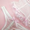Pink Lace Mesh Perspective Bow Bra
