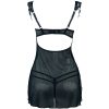 Steel Support Dew Lace Mesh Nightdress - Sexy Black & White Women's Pajamas