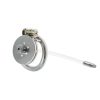 Stainless Steel Flat Short Chastity Device with Flexible Tube for Men