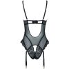 Women's Sexy Lace Mesh See-Through Jumpsuit with Open Crotch and Leg Circles - Black