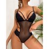 Sexy Deep V Mesh Transparent Lace Jumpsuit with Thin Shoulder Straps