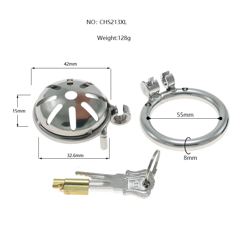 Stainless Steel CB Lock Pot Lid Chastity Cage - Small Size Hollow-out Design for Men - Image 9