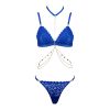 French Pure Desire Lace Triangle Cup Low Waist Thong Sexy Cross Back Lingerie Set