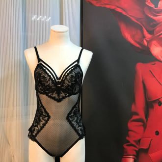 Sexy Lace Mesh Suspender Jumpsuit with Open Crotch