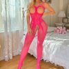 Sexy Jacquard Mesh Bodysuit with Open Neck - Women's Lingerie
