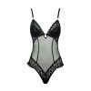 Sexy Black Lace Mesh French Cut Jumpsuit Bottoms with Open Buckle Cotton