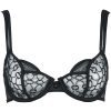 Black Embroidered Steel Ring Thin Cup Cotton Bra & Low Waist Briefs Set