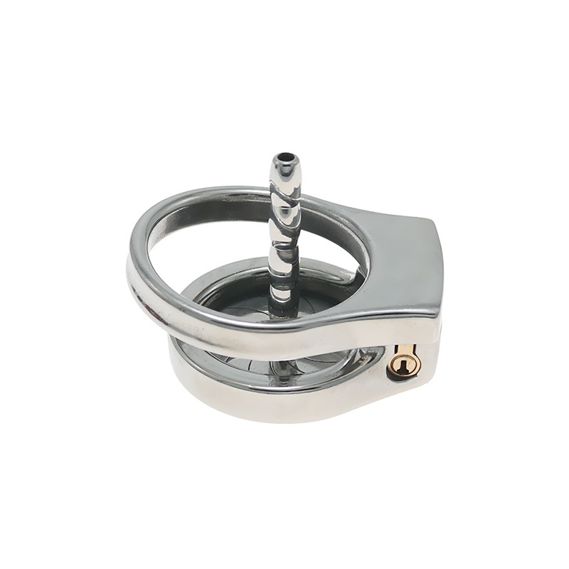 Beautiful stainless steel thickened flat chastity lock men go out to wear chastity sex tool lock bird with hollow tube - Image 3