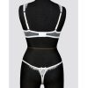White Eyelash Lace French Style Bra & Panty Set with Steel Ring Tulle
